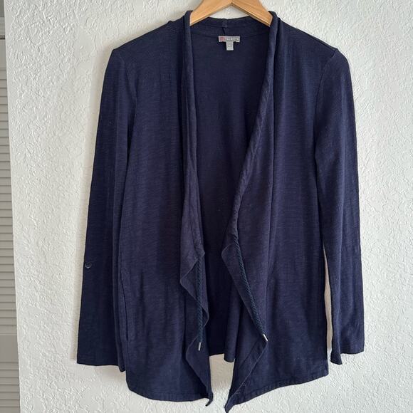 T by Talbots Navy Blue Cardigan Sweater Drawstring Athleisure Travel Loungewear - Picture 1 of 7